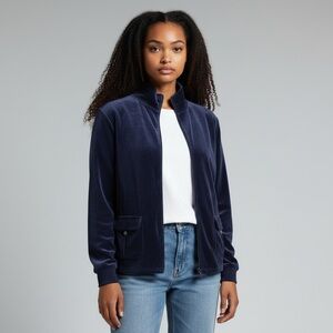 Vintage 80s Mirror Image Velour Zip Up Jacket Large